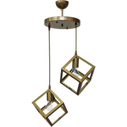 Heronia Lighting Κρεμαστό Φωτιστικό Οροφής Δίφωτο E27 Χρυσό Φ40cm 34-0352
