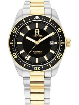Tommy Hilfiger TH85 Ανδρικό Ρολόι Αυτόματο με Ασημί Χρυσό Μεταλλικό Μπρασελέ 1710552