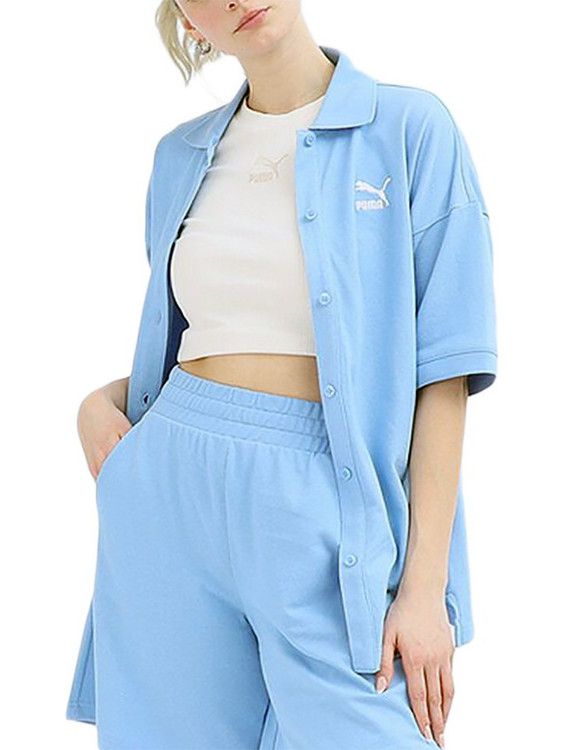Puma Classics Γυναικείο Πουκάμισο 3/4 Βαμβακερό Μονόχρωμo Γαλάζιο 538080-93