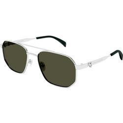 Alexander McQueen AM0458S 003 Ανδρικά Γυαλιά Ηλίου Aviator Μεταλλικά Ασημί με Μαύρο Φακό