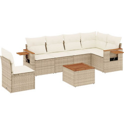 vidaXL Σετ Σαλόνι Κήπου Rattan 7τμχ Μπεζ 3259265