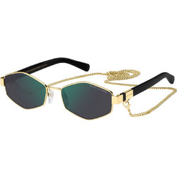 Marc Jacobs MARC496S PEFMT Γυναικεία Γυαλιά Ηλίου Πολυγωνικά Μεταλλικά Μαύρο Χρυσό με Μαύρο Καθρέπτη Φακό