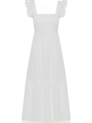 Funky Buddha Midi Καλοκαιρινό Βραδινό Φόρεμα Λευκό FBL009-135-13