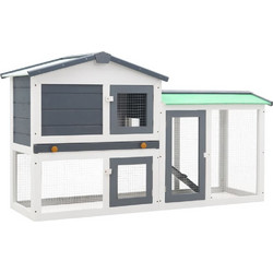 vidaXL Κλουβί για Κουνέλια Γκρι Λευκό 145x45x84cm