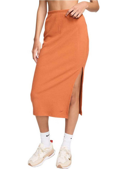 Nike Μίντι Φούστα Πλεκτή Ψηλόμεση Pencil Πορτοκαλί FQ1636-825
