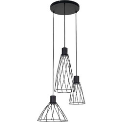 TK Lighting Modesto Κρεμαστό Φωτιστικό Οροφής Πλέγμα Τρίφωτο GU10 Μαύρο 10187