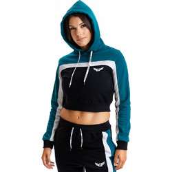 Evolution Body Γυναικείο Αθλητικό Crop Top με Κουκούλα Μαύρο Πετρόλ 2330PET