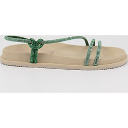 Komis & Komis Γυναικεία Σανδάλια Suede με Στρας Πράσινα K16