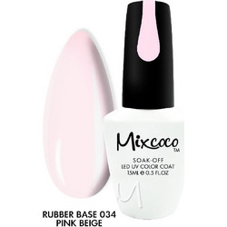 Mixcoco 34 Pink Beige Rubber Base Ημιμόνιμο Βερνίκι Νυχιών 15ml