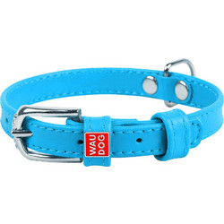 Waudog Glamour Δερμάτινο Κολάρο Σκύλου Μπλε 21-29cm