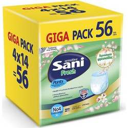 Sani Sensitive Fresh No4 XLarge Πάνες Βρακάκι Ακράτειας 6 Σταγόνες 4x14τμχ