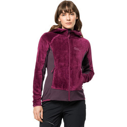 Jack Wolfskin Rotwand Γυναικεία Ζακέτα Fleece Μακριά με Κουκούλα και Φερμουάρ Μπορντό 1710741-1014
