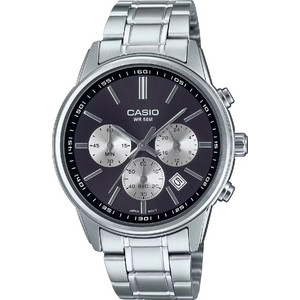 Casio Ανδρικό Ρολόι Χρονογράφος με Ασημί Μεταλλικό Μπρασελέ MTP-E515D-1A