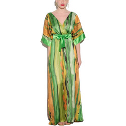 Fibes Fashion Maxi Καλοκαιρινό Φόρεμα για Γάμο / Βάπτιση Κρουαζέ Πράσινο 05-5165