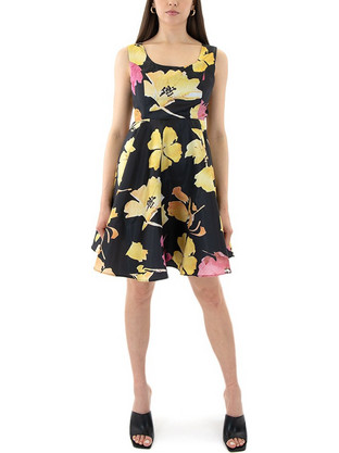 Jagged & Beau Mini Καλοκαιρινό Φόρεμα για Γάμο / Βάπτιση Floral Μαύρο JB-24016-BLACK-MIX