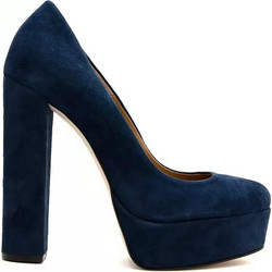 Fardoulis Γόβες Suede με Χοντρό Ψηλό Τακούνι & Φιάπα Navy Μπλε 3201-S