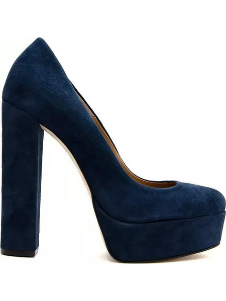 Fardoulis Γόβες Suede με Χοντρό Ψηλό Τακούνι & Φιάπα Navy Μπλε 3201-S