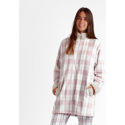 Admas Γυναικεία Ρόμπα Χειμωνιάτικη Fleece Ροζ Εκρού 67073