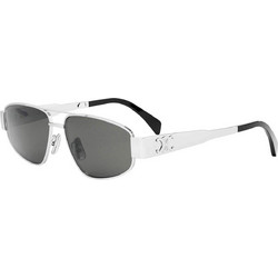 Celine CL40281U 16A Γυναικεία Γυαλιά Ηλίου Πολυγωνικά Μεταλλικά Ασημί με Μαύρο Φακό
