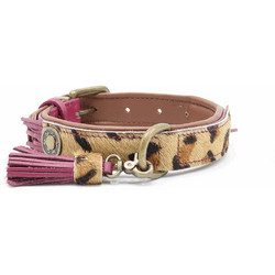 Dwam Lou Lou Δερμάτινο Κολάρο Σκύλου Μπεζ 2.5x28-34cm