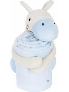 KikkaBoo Stripy Friends Κουβέρτα Αγκαλιάς Fleece με Λούτρινο 70x100 Γαλάζια
