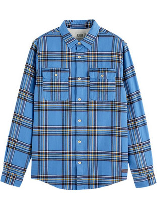 Scotch & Soda Flannel Ανδρικό Πουκάμισο Βαμβακερό Καρό Μακρυμάνικο Κανονική Γραμμή Μπλε 178717-6096