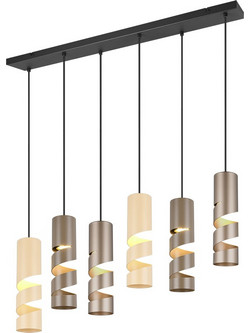 Trio Lighting Stream Κρεμαστό Φωτιστικό Οροφής Ράγα Πολύφωτο GU10 Καφέ 364000617