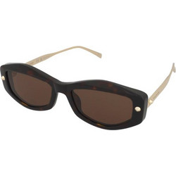 Alexander McQueen AM0482S 002 Γυναικεία Γυαλιά Ηλίου Πολυγωνικά Μαύρο Χρυσό με Καφέ Φακό