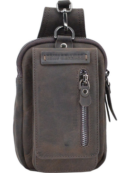 Leather 100 BAG-T Δερμάτινη Ανδρική Τσάντα Στήθους Καφέ 5254-C04