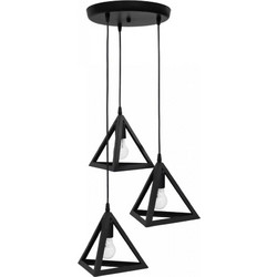 Heronia Lighting Giza Κρεμαστό Φωτιστικό Οροφής Τρίφωτο E27 Μαύρο 35-0095