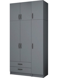 Megapap Τρίφυλλη Ντουλάπα Ρούχων με Πατάρι Γκρι 120x61.8x240cm GP100-0069,4