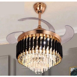 FAN-Y001 Ανεμιστήρας Οροφής 160cm 34W με Τηλεχειριστήριο Χρυσός Μαύρος