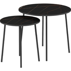 HomeMarkt Cupper Βοηθητικό Τραπεζάκι Σαλονιού Ξύλινο με Μεταλλική Βάση Φ55xΥ45cm HM9878,13