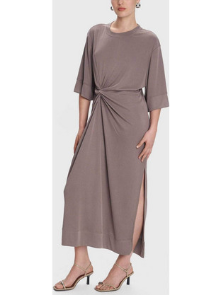 Ale Midi Καθημερινό Φόρεμα Ντραπέ Ανθρακί 8920751
