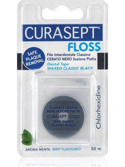 Curasept Chlorhexidine Black Κερωμένο Οδοντικό Νήμα με Γεύση 50m
