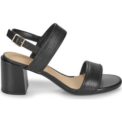 Clarks Ezoria Γυναικεία Πέδιλα Δερμάτινα Μαύρα με Χοντρό Ψηλό Τακούνι 26181300