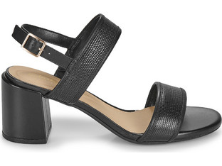 Clarks Ezoria Γυναικεία Πέδιλα Δερμάτινα Μαύρα με Χοντρό Ψηλό Τακούνι 26181300