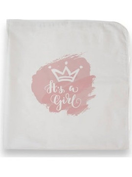 Bonjour Bebe Στέμμα It's a Girl Πάνα Αγκαλιάς Χασέ Λευκή Ροζ 75x75cm