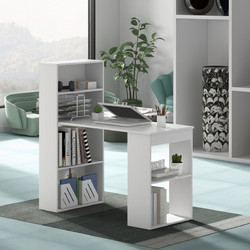 Costway Γραφείο Ξύλινο με Βιβλιοθήκη 121.5x51.5x120cm CB10301WH