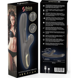 Ibiza Double Vibrator Clamping Δονητής Rabbit Μαύρος