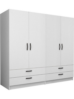 Megapap Τετράφυλλη Ντουλάπα Ρούχων Victoria Λευκή 200x60x181cm GP100-0087,1