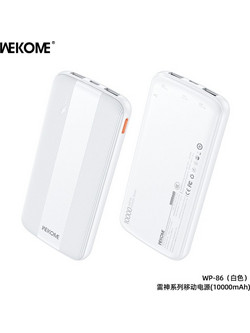 Wekome Raython Series Power Bank 10000mAh με 2 Θύρες USB-A & Θύρα USB-C Power Delivery White