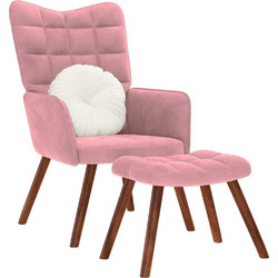 vidaXL Πολυθρόνα Relax με Υποπόδιο Βελούδινη Ροζ 4016825