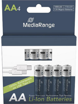 MediaRange Rechargeable USB-C AA 1400mAh 4τμχ