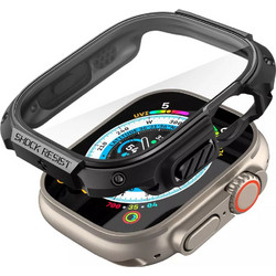 Spigen Tough Armor Πλαστική Θήκη Tempered Glass για Apple Watch Ultra 49mm Μαύρη
