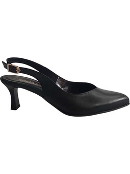 Ragazza Γόβες Slingback Δερμάτινες με Λεπτό Χαμηλό Τακούνι Μαύρες 086