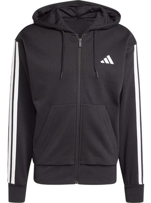 Adidas Essentials 3 Ανδρική Ζακέτα Φούτερ με Κουκούλα και Φερμουάρ Μαύρη JD1870