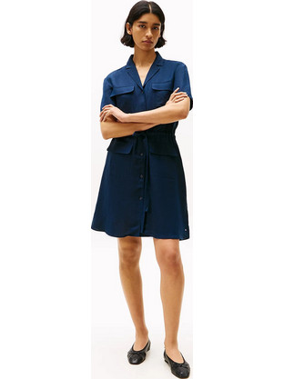 Tommy Hilfiger Mini Καλοκαιρινό Καθημερινό Φόρεμα Σεμιζιέ Λινό Navy Μπλε WW0WW45583-C1G