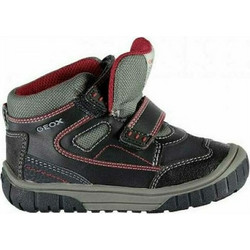 Geox Παιδικά Sneakers Μποτάκια Μαύρα Ανθρακί Κόκκινα B54D8A054FUC4075