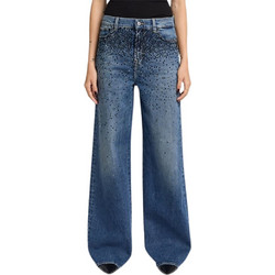 7 For All Mankind Γυναικείο Τζιν Παντελόνι Loose Εφαρμογή Καμπάνα Navy Μπλε JSSUC100CD